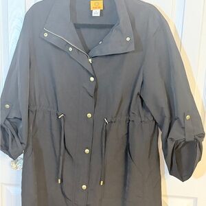 Ruby Rd. Black Utility Jacket with Gold Buttons. Super Cute- Vintage Sz Small AB